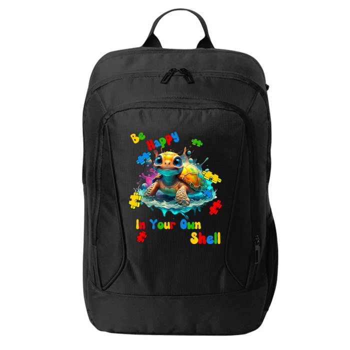 Be Happy In Your Own Shell Autism Awareness Turtle City Backpack