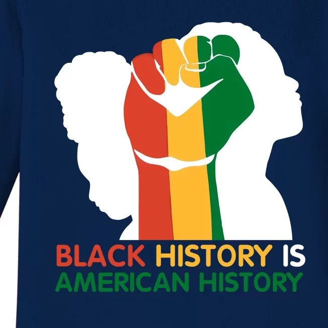 Black History Is American History Pride Fist Baby Long Sleeve Bodysuit