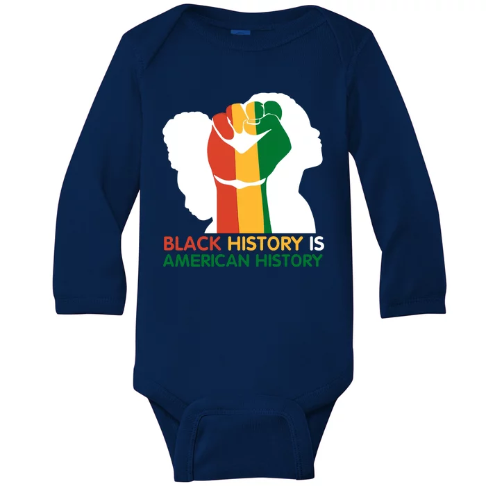 Black History Is American History Pride Fist Baby Long Sleeve Bodysuit