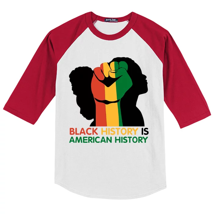 Black History Is American History Pride Fist Kids Colorblock Raglan Jersey