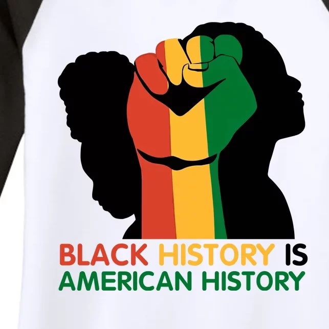 Black History Is American History Pride Fist Women's Tri-Blend 3/4-Sleeve Raglan Shirt