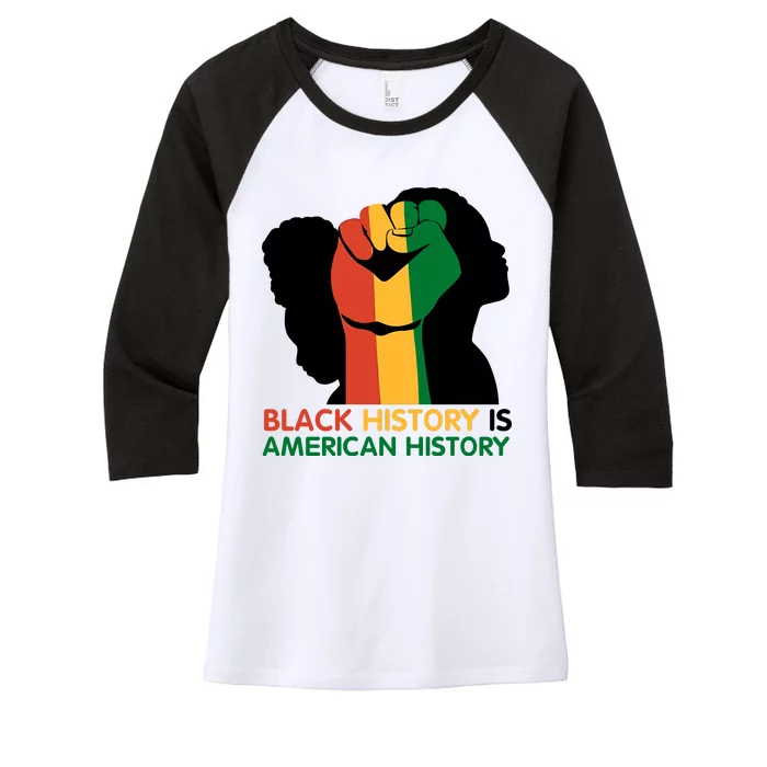 Black History Is American History Pride Fist Women's Tri-Blend 3/4-Sleeve Raglan Shirt