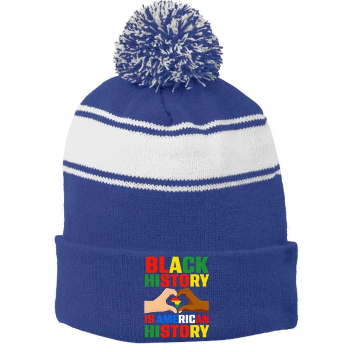 Black History Is American History Patriotic African American Stripe Pom Pom Beanie