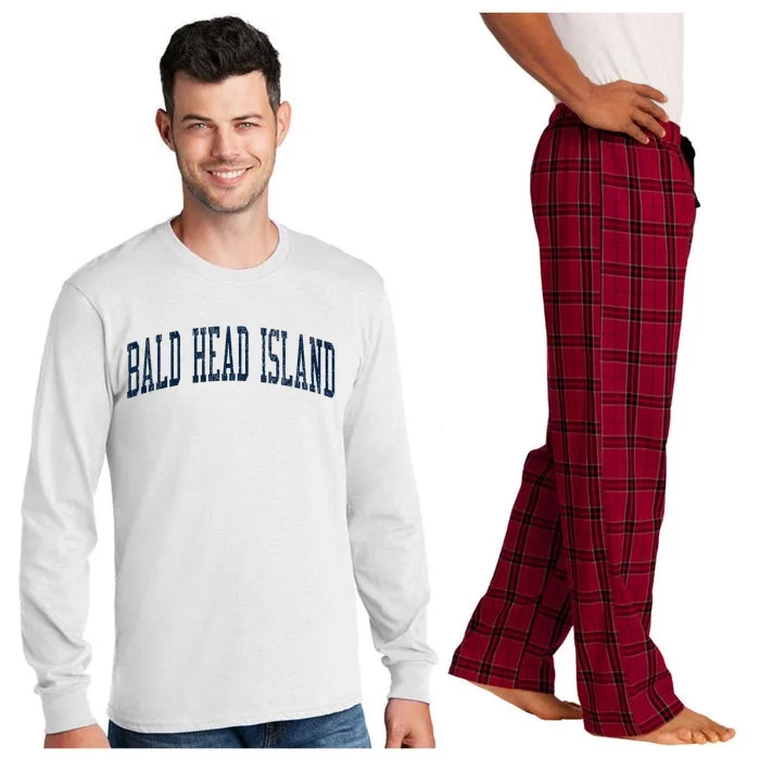 Bald Head Island Nc Vintage Athletic Sports Long Sleeve Pajama Set