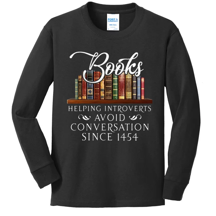 Books Helping Introverts Avoid Conversation Kids Long Sleeve Shirt