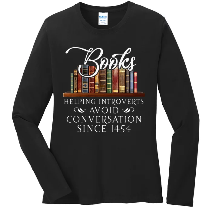 Books Helping Introverts Avoid Conversation Ladies Long Sleeve Shirt