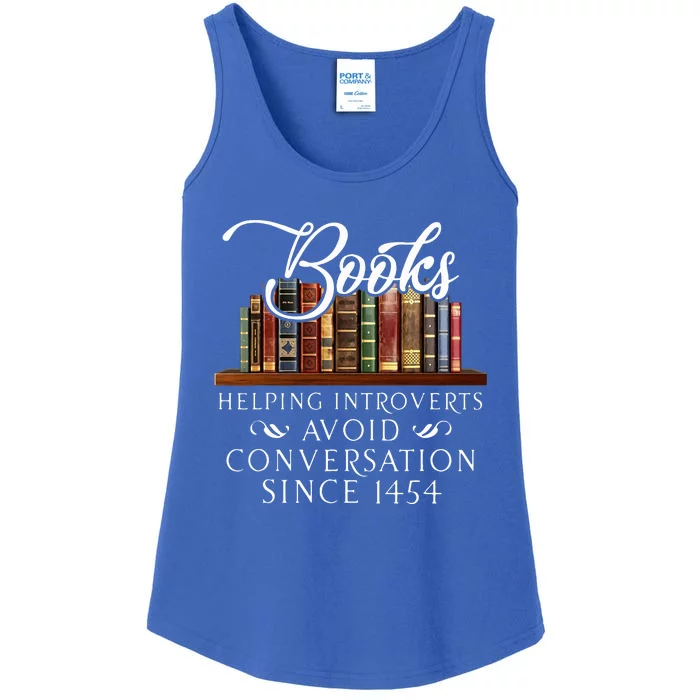 Books helping introverts avoid conversation Ladies Essential Tank