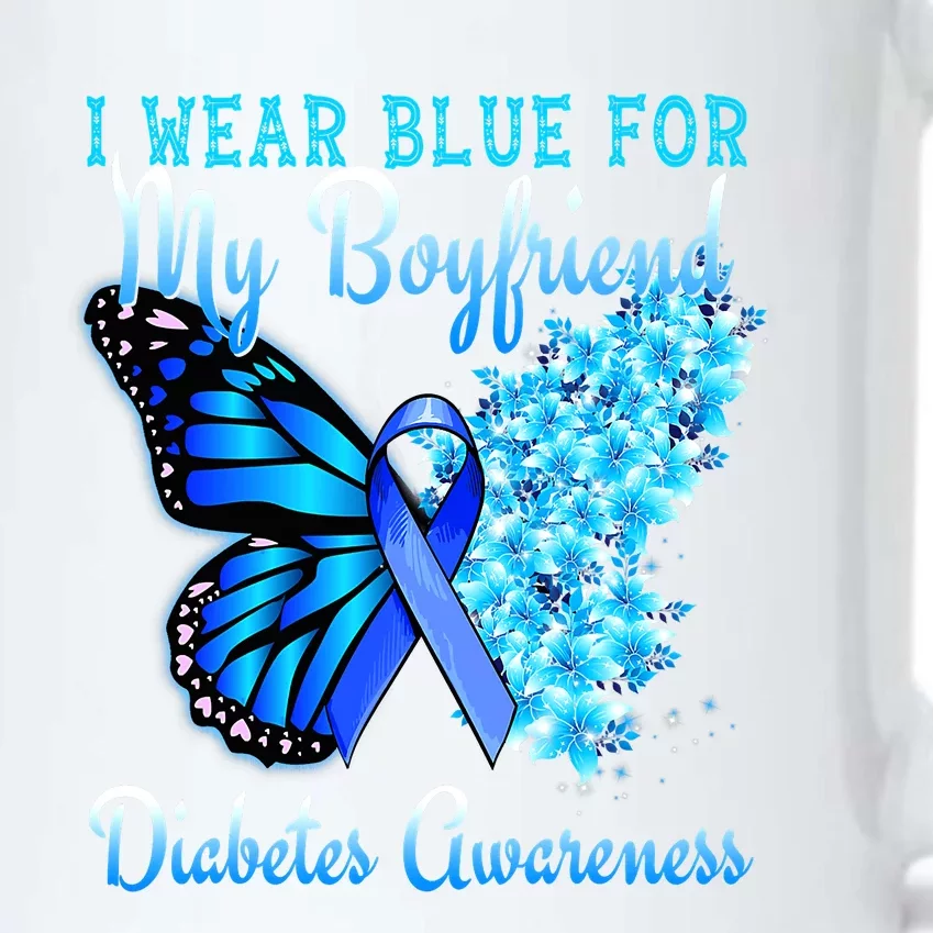 Butterfly Heart I Wear Blue For My Boyfriend Diabetes Black Color Changing Mug