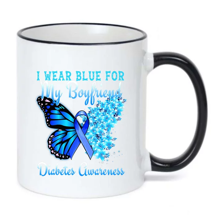 Butterfly Heart I Wear Blue For My Boyfriend Diabetes Black Color Changing Mug