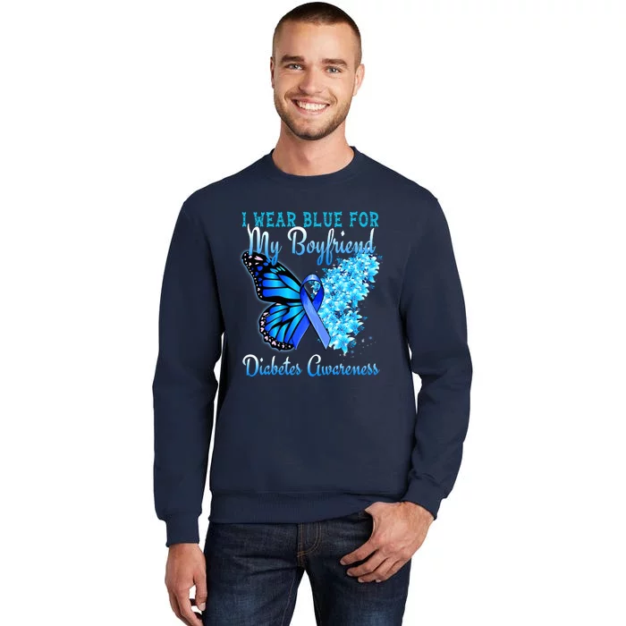 Butterfly Heart I Wear Blue For My Boyfriend Diabetes Sweatshirt