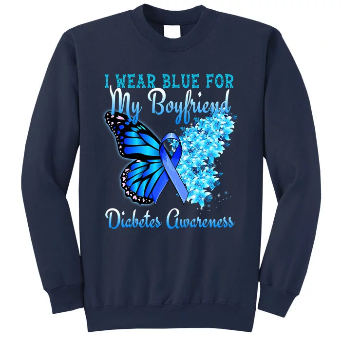 Butterfly Heart I Wear Blue For My Boyfriend Diabetes Sweatshirt