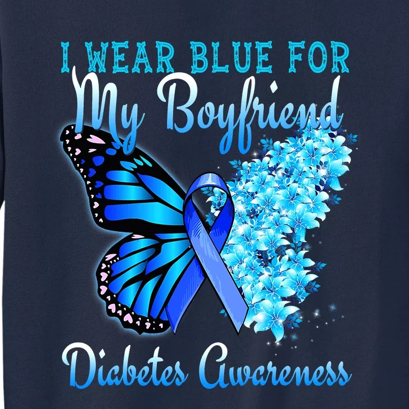 Butterfly Heart I Wear Blue For My Boyfriend Diabetes Tall Sweatshirt