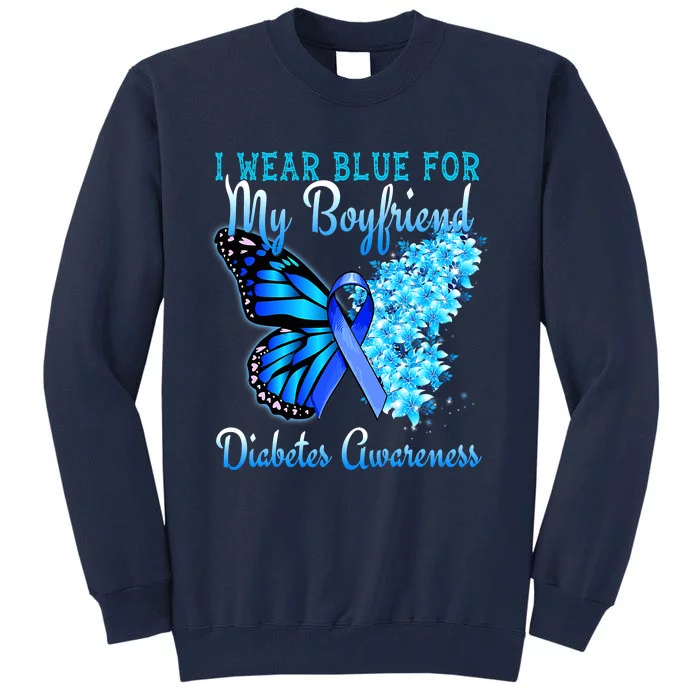 Butterfly Heart I Wear Blue For My Boyfriend Diabetes Tall Sweatshirt