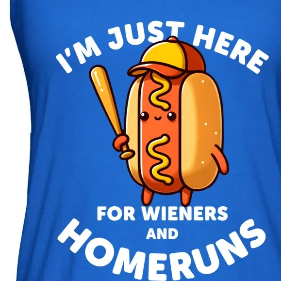 Baseball Humor IM Just Here For Wieners And Homeruns Cute Gift Ladies Essential Flowy Tank