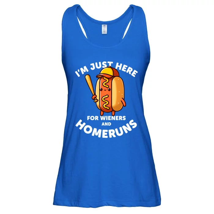 Baseball Humor IM Just Here For Wieners And Homeruns Cute Gift Ladies Essential Flowy Tank