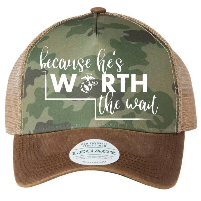 Because He Is Worth The Wait Marine Corps Girlfriend Army Wife Legacy Tie Dye Trucker Hat