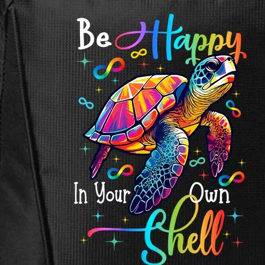 Be Happy In Your Own Shell Autism Awareness Rainbow Turtle City Backpack