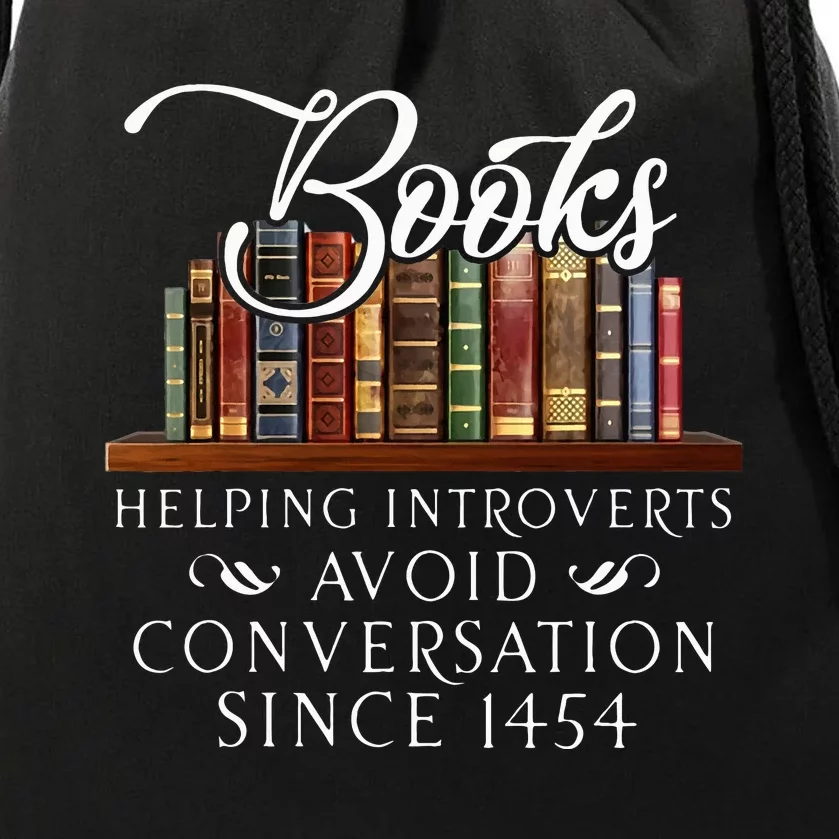 Books helping introverts avoid conversation Drawstring Bag