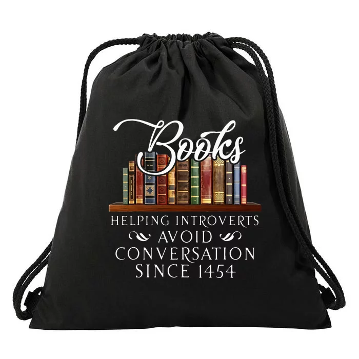 Books helping introverts avoid conversation Drawstring Bag