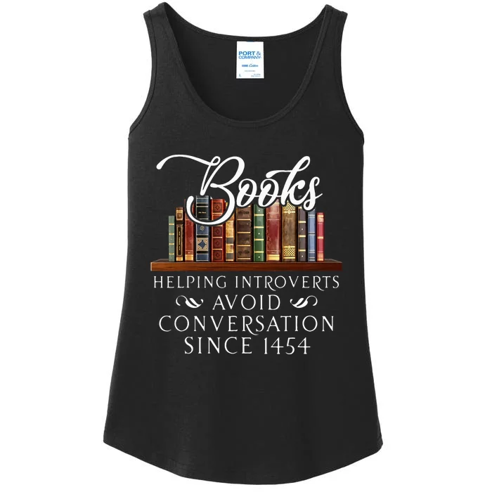 Books helping introverts avoid conversation Ladies Essential Tank