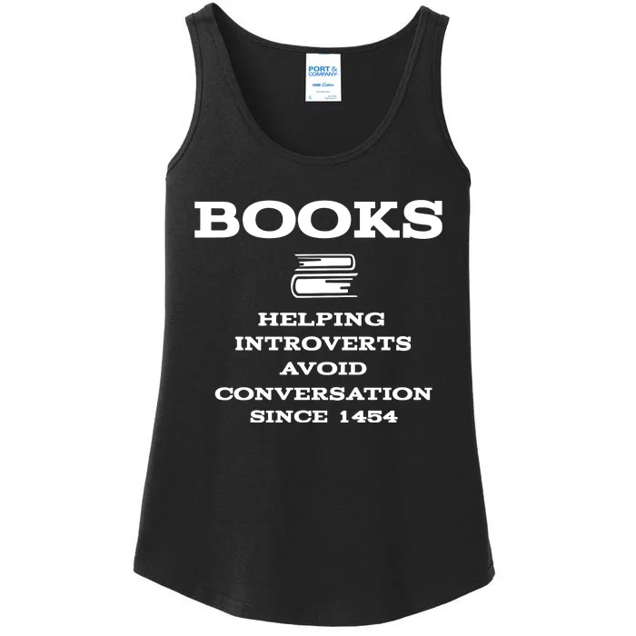 Books Helping Introverts Avoid Conversation Since 1454 Ladies Essential Tank