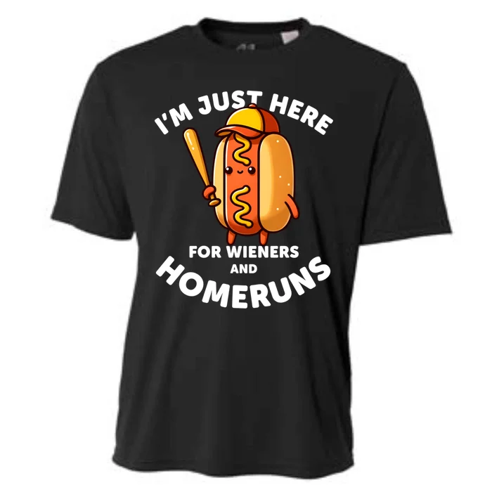 Baseball Humor IM Just Here For Wieners And Homeruns Gift Cooling Performance Crew T-Shirt