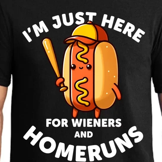 Baseball Humor IM Just Here For Wieners And Homeruns Gift Pajama Set