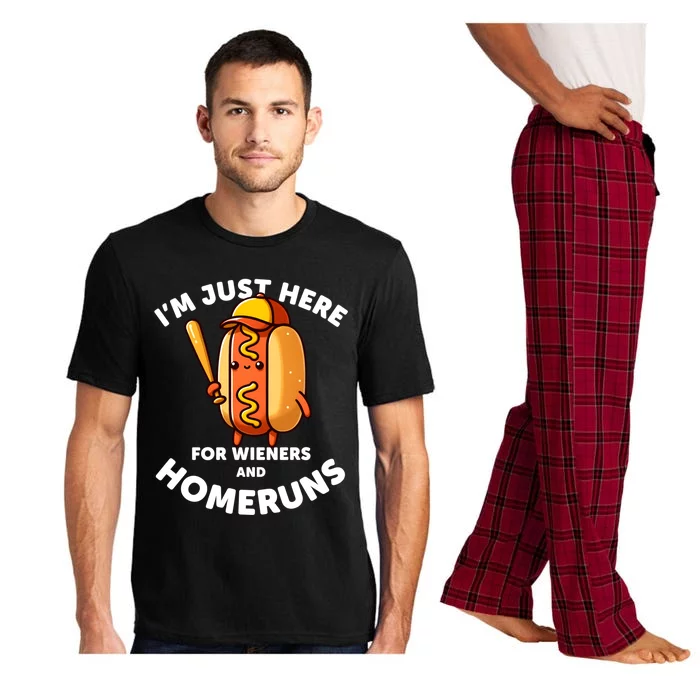 Baseball Humor IM Just Here For Wieners And Homeruns Gift Pajama Set