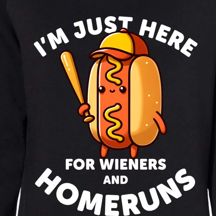 Baseball Humor IM Just Here For Wieners And Homeruns Gift Womens California Wash Sweatshirt