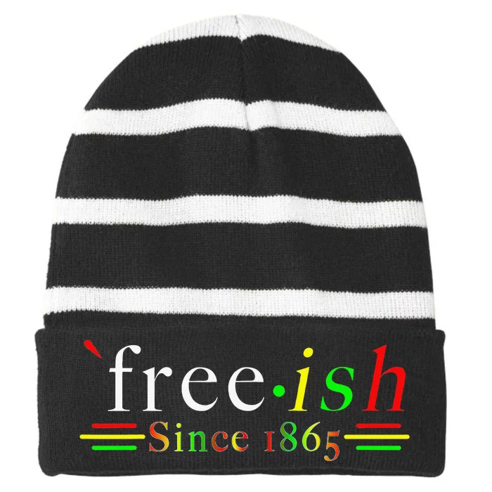 Black History Juneteenth Freedom Emancipation Freeish Striped Beanie with Solid Band