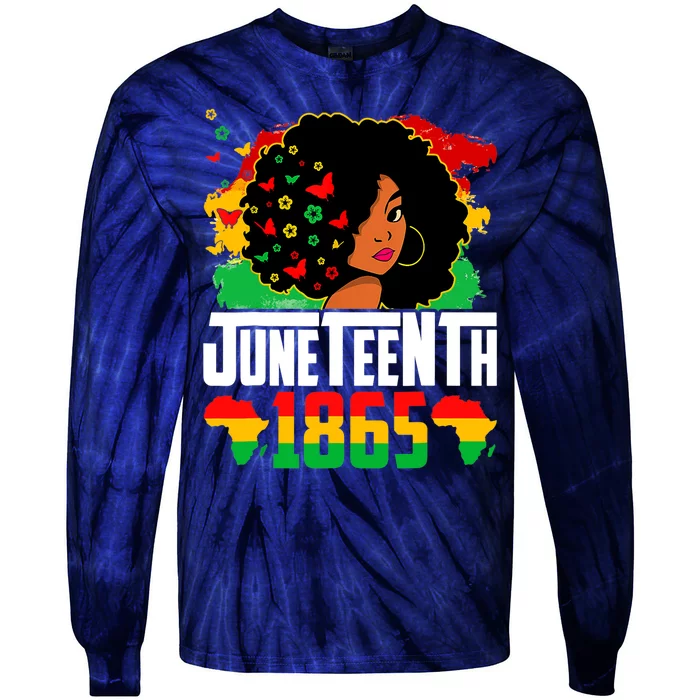 Black History Juneteenth Is My Independence Day Black Wo Tie-Dye Long Sleeve Shirt