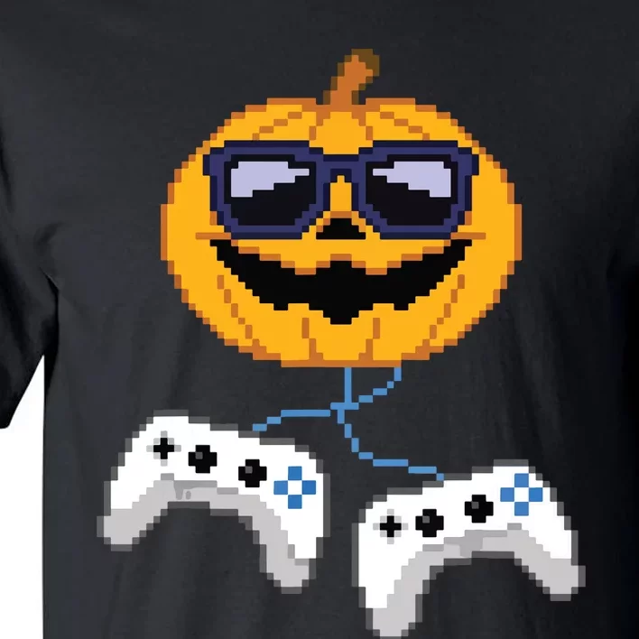 Boy Halloween Jack O Lantern Pixelated Gaming Gamer Tall T-Shirt