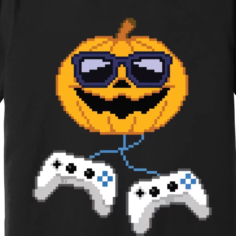 Boy Halloween Jack O Lantern Pixelated Gaming Gamer Premium T-Shirt