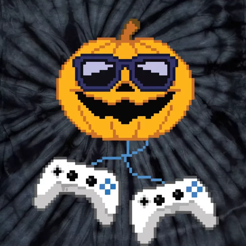 Boy Halloween Jack O Lantern Pixelated Gaming Gamer Tie-Dye T-Shirt