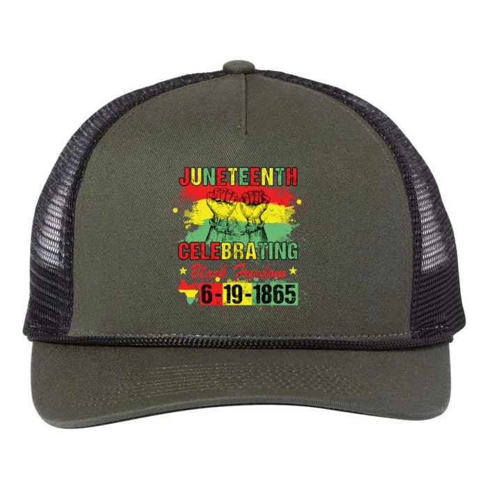 Black History Juneteenth Celebrating Black Freedom 1865 Retro Rope Trucker Hat Cap