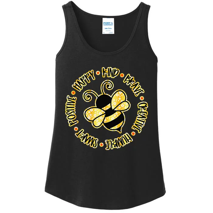 Bee Happy Kind Brave Humble Smart Positive Bumblebee Ladies Essential Tank