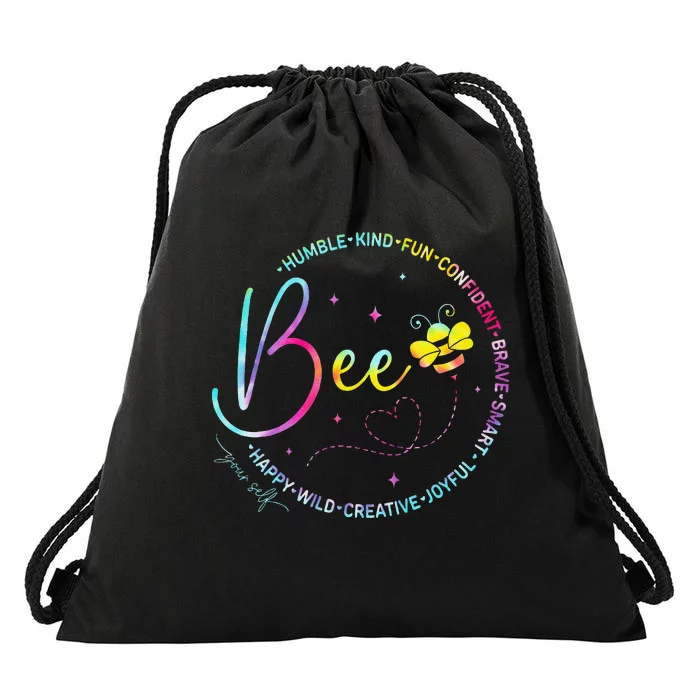 Bee Happy Kind Brave Humble Smart Positive Bumblebee Drawstring Bag