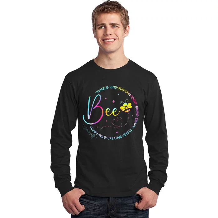 Bee Happy Kind Brave Humble Smart Positive Bumblebee Tall Long Sleeve T-Shirt