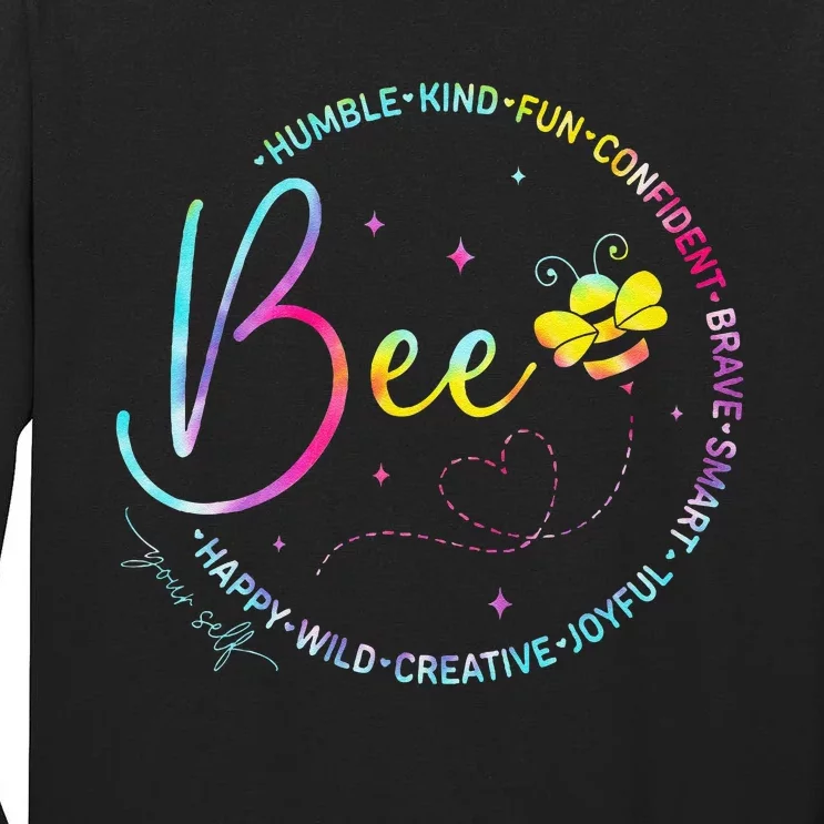 Bee Happy Kind Brave Humble Smart Positive Bumblebee Tall Long Sleeve T-Shirt