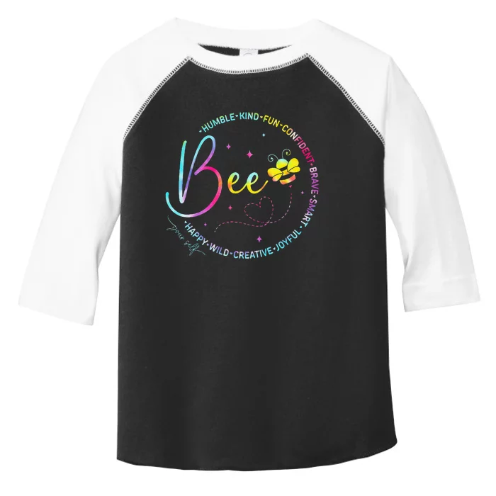 Bee Happy Kind Brave Humble Smart Positive Bumblebee Toddler Fine Jersey T-Shirt