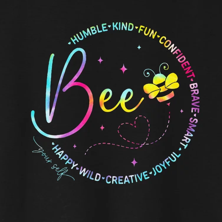 Bee Happy Kind Brave Humble Smart Positive Bumblebee Women's Crop Top Tee