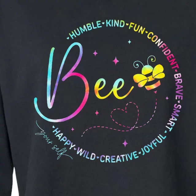 Bee Happy Kind Brave Humble Smart Positive Bumblebee Cropped Pullover Crew