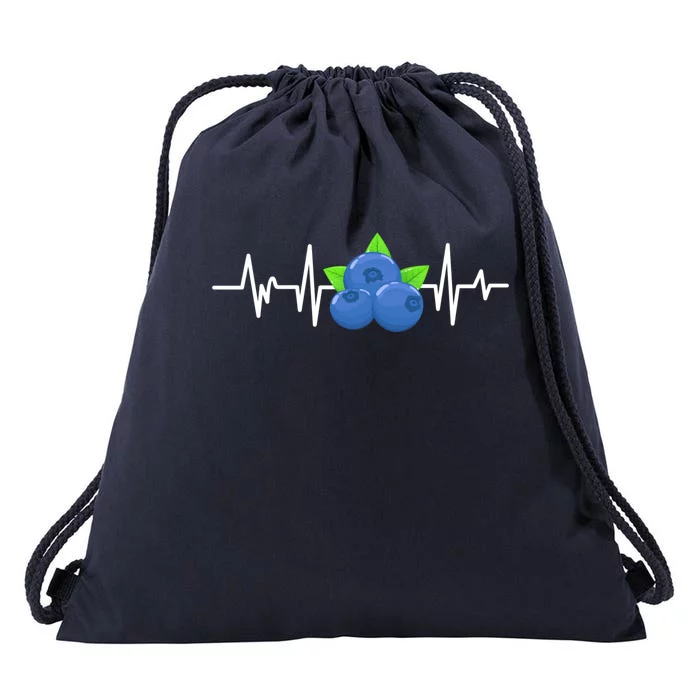 Blueberry Heartbeat Kawaii Funny Blueberry Lover Gift Drawstring Bag