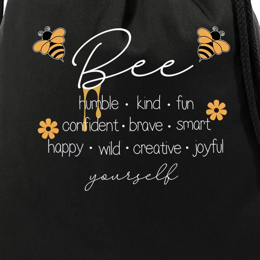 Bee Happy Kind Brave Humble Smart Positive Bumblebee Drawstring Bag