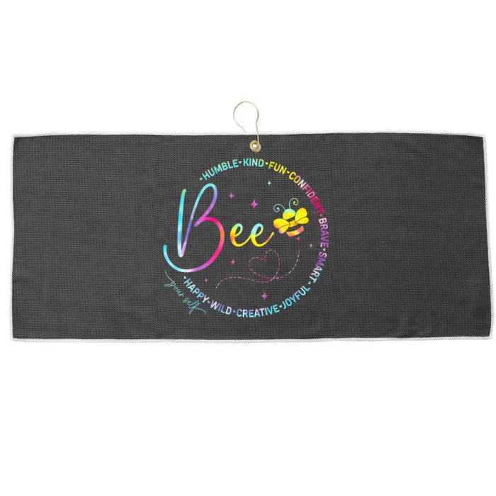 Bee Happy Kind Brave Humble Smart Positive Bumblebee Large Microfiber Waffle Golf Towel