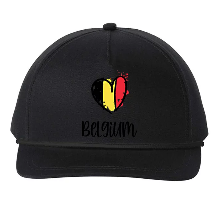 Belgium Heart Line Art Flag Cute Europe Dutch Belgian Gift Snapback Five-Panel Rope Hat