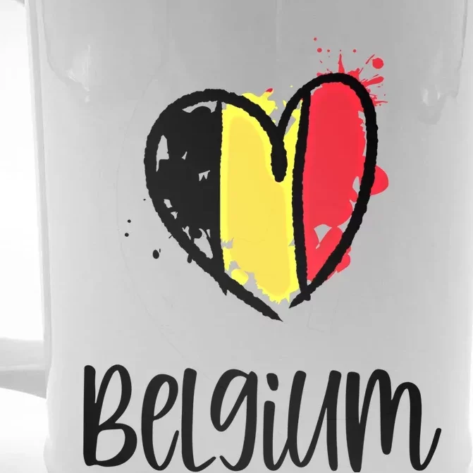 Belgium Heart Line Art Flag Cute Europe Dutch Belgian Gift Front & Back Beer Stein