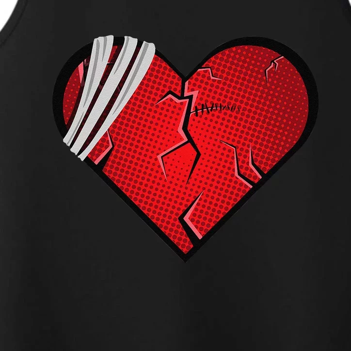 Broken Heart Love Sad Heartbroken Break Up Valentine's Day Performance Tank