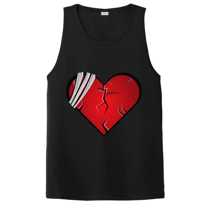 Broken Heart Love Sad Heartbroken Break Up Valentine's Day Performance Tank