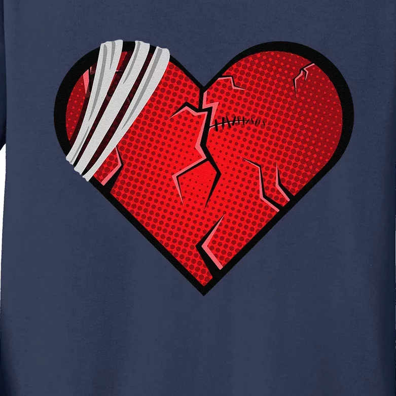 Broken Heart Love Sad Heartbroken Break Up Valentine's Day Kids Long Sleeve Shirt